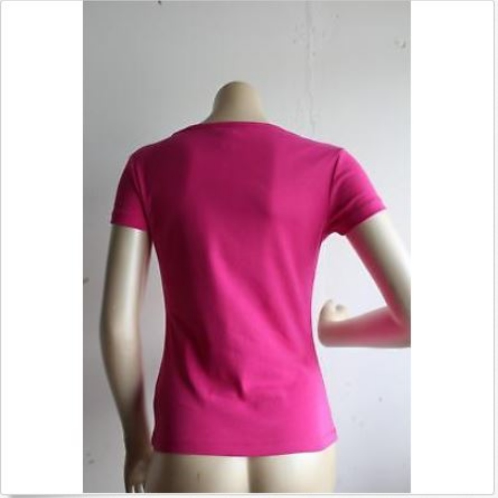 Lilly Pulitzer Pink V Neck Cotton Tee Shirt Top - Picture 3 of 4